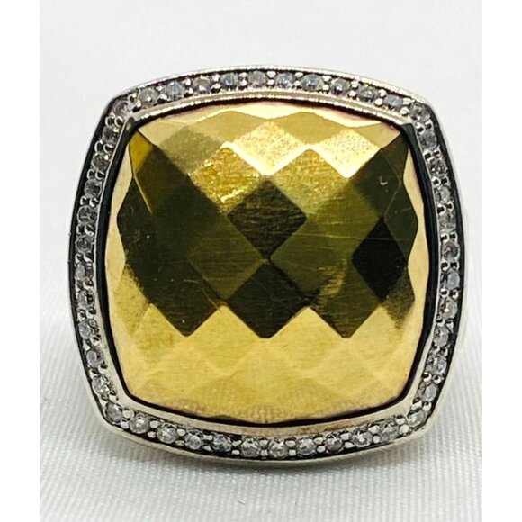 David Yurman Albion Faceted Dome Ring Sterling Silver Bonded 18K - Picture 6 of 11